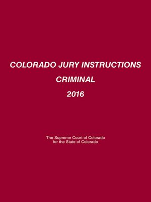 cover image of Colorado Jury Instructions Criminal